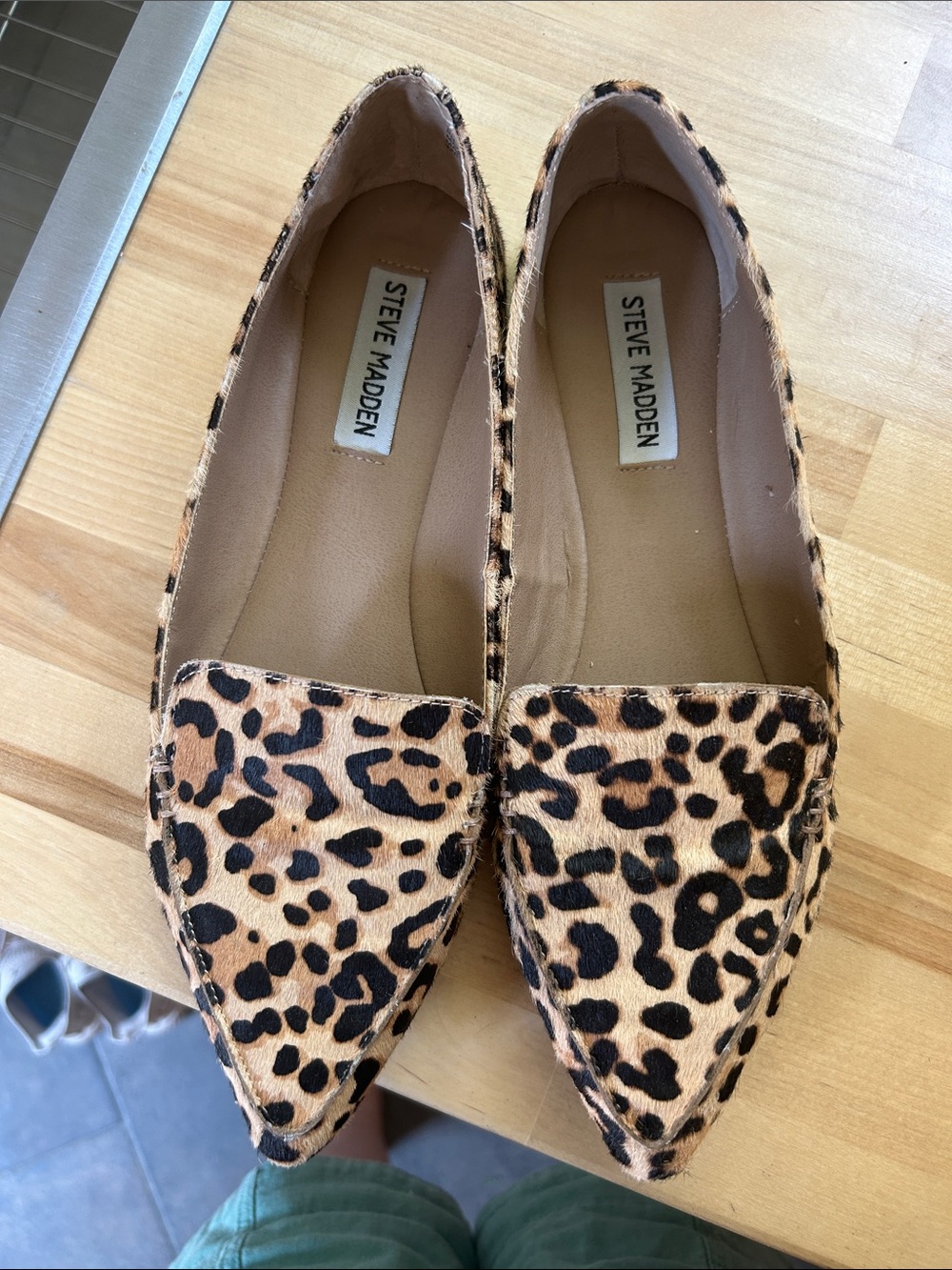 Steve Madden Leopard-Print Pointed Flats in Tan and Black